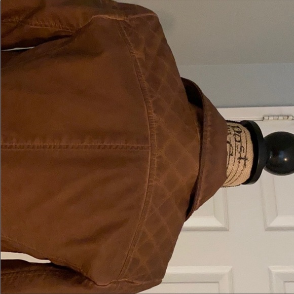 Anthropologie Vegan Leather Ruffle Brown Jacket 4 - Picture 5 of 10